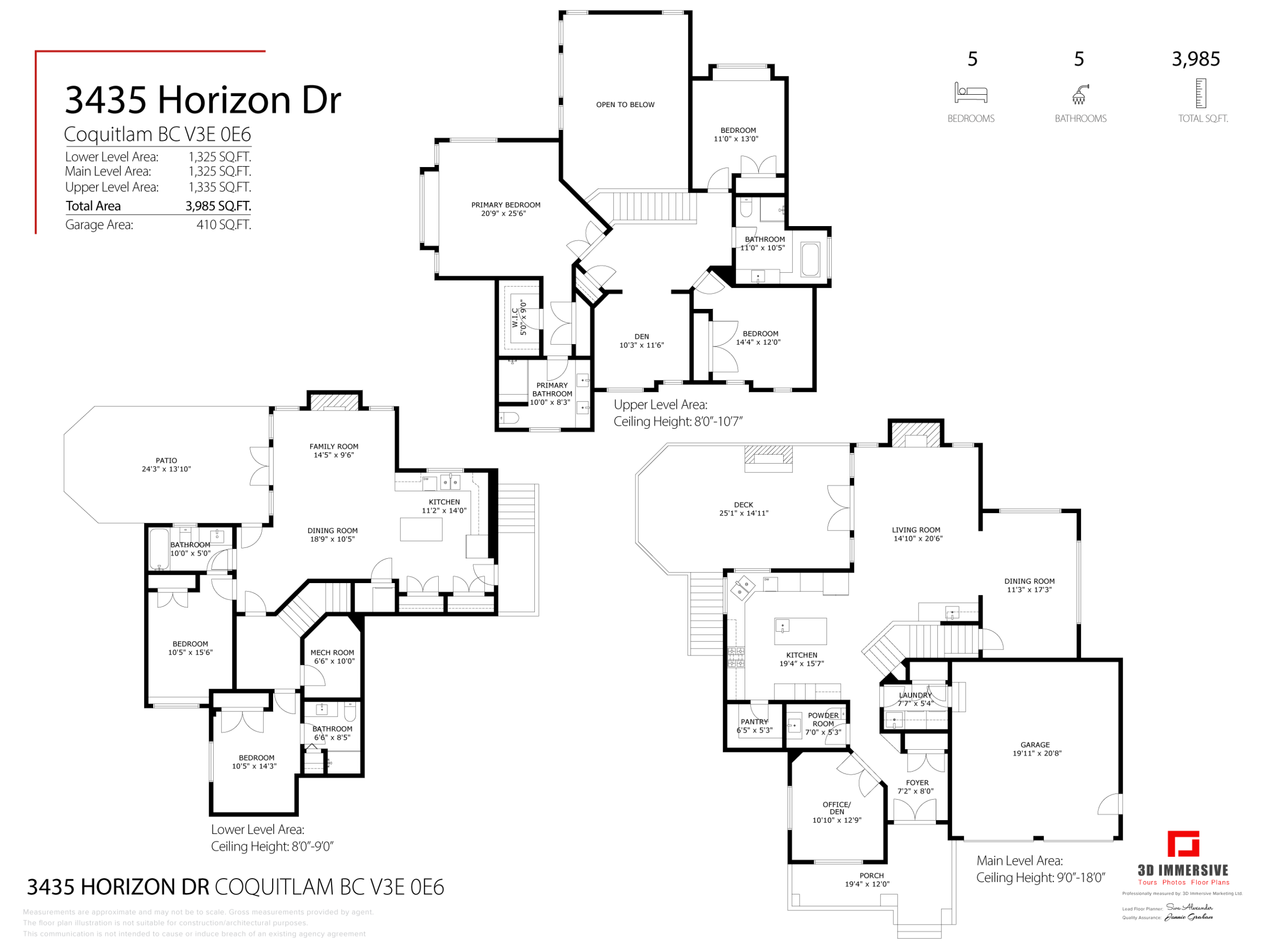3484 Highland Drive, Burke Mountain Coquitlam Floor Plan